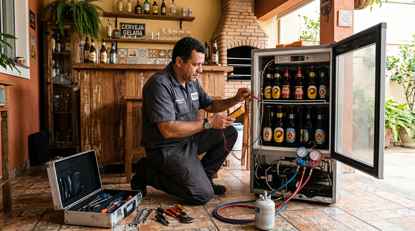 Recarga de gás refrigerante em cervejeira em atendimento em Campos dos Goytacazes‑RJ