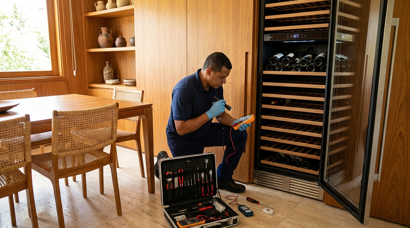 Troca de termostato de adega climatizada em atendimento técnico em Campos dos Goytacazes‑RJ